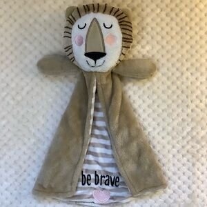 Department 56 Tan and White Lion Plush Lovey Security Blanket Toy Be Brave READ